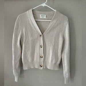 Aritzia Wilfred Free Button Front Merino & Cotton Blend Cardigan - Oatmeal/Cream